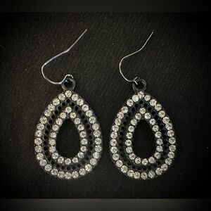 Elegant Black and Silver Teardrop Earrings
